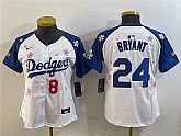 Women's Los Angeles Dodgers Front #8 Back #24 Kobe Bryant White Royal 2025 Tokyo Series Limited Stitched Jersey,baseball caps,new era cap wholesale,wholesale hats